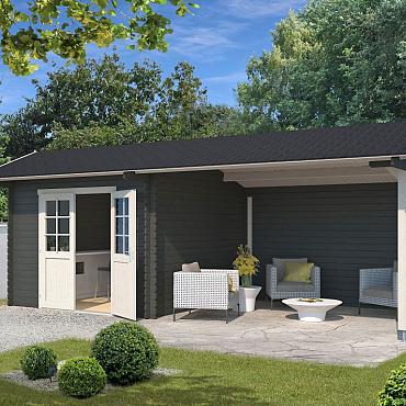 Tuinhuis Maribel 680x300 Carbongrey-Wit