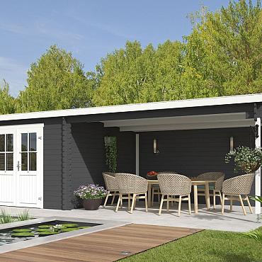 Onze Outdoor Life Overkappingen en Blokhutten worden geleverd exclusief dakbedekking, vloer en Funda