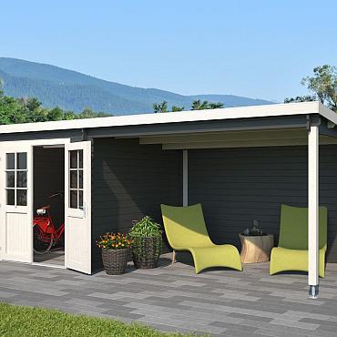 Onze Outdoor Life Overkappingen en Blokhutten worden geleverd exclusief dakbedekking, vloer en Funda