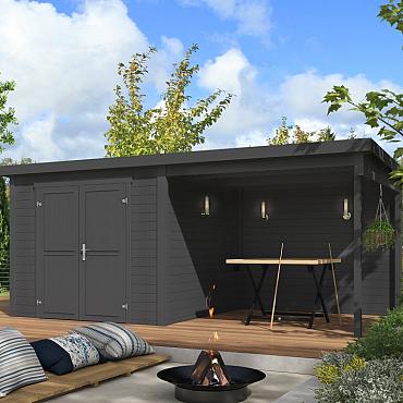 Onze Outdoor Life Overkappingen en Blokhutten worden geleverd exclusief dakbedekking, vloer en Funda