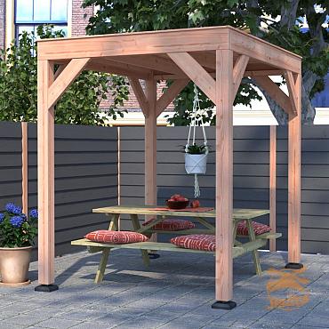 Onze Outdoor Life Overkappingen en Blokhutten worden geleverd exclusief dakbedekking, vloer en Funda