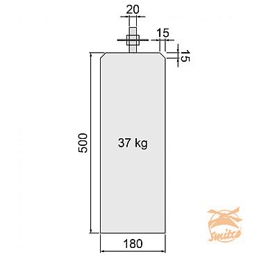 Betonpoer Antraciet 18x18 x 50 cm. Met Verstelbare Plaat 1001328 =V
