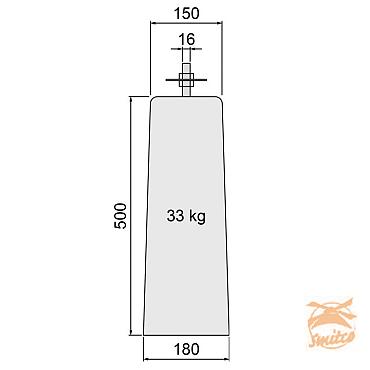 Betonpoer TAPS Grijs 15 x 18 x 50 cm. Met Verstelbare Plaat 1007875 =V
