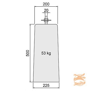 Betonpoer XL 22,5 x 22,5 x 50 cm. Taps Bovenzijde 20 x 20 cm. Flexibele Stelplaat, M20, Antraciet  1010645  UIT ASSORTIMENT !!