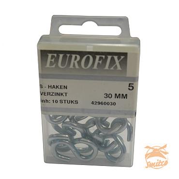 S-Haak 30 MM (10St) verzinkt blister Eurofix