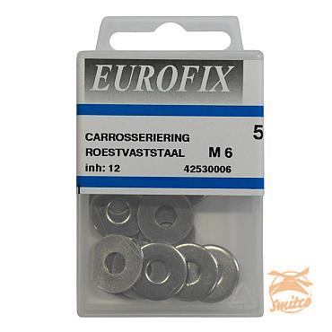 Carrosseriering  M6 (12ST) RVS blister Eurofix