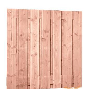 Douglas Fijnbezaagd Plankenscherm 15-Planks  Brede Plank 19 cm. 180x180 cm. Onbehandeld   1011340
