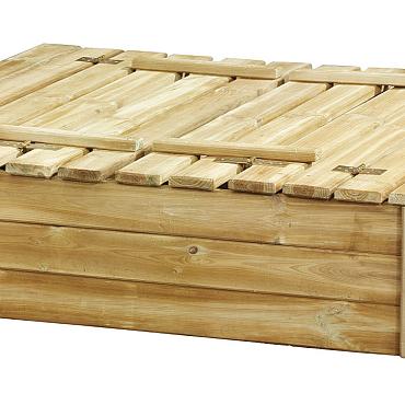 Zandbak Tom Met Deksel/Zitbank 120x120x30 cm. W12005