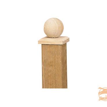 Paalornament Bol  8x8 cm. Hout