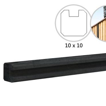 Betonpaal Glad Met Vellingkant, v.z.v. Sleuf, 10x10x270 cm. Antraciet, Ongecoat, Eindpaal  W32405