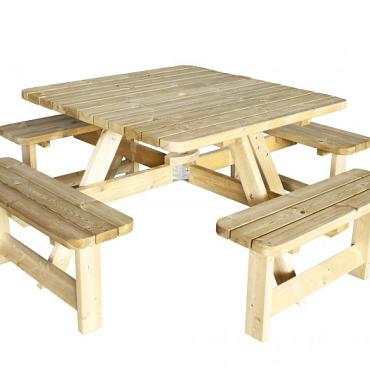 Picknicktafel Vierkant, 40 mm. Dik, Bladmaat 115 x 115 cm.  1022808