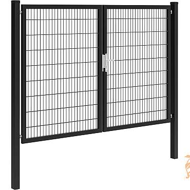 Hillfence metalen dubbele poort Premium-line inclusief slot, 300x180 cm, zwart.