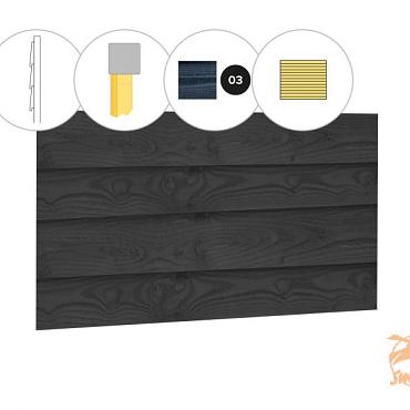 Zweeds rabat douglas enkelzijdige wand C, 278,5 x 224 cm, zwart geïmpregneerd. 1026976