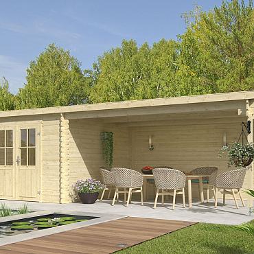 Onze Outdoor Life Overkappingen en Blokhutten worden geleverd exclusief dakbedekking, vloer en Funda