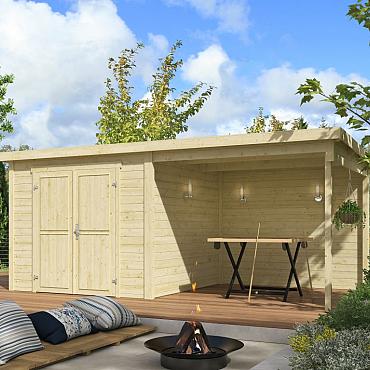 Onze Outdoor Life Overkappingen en Blokhutten worden geleverd exclusief dakbedekking, vloer en Funda