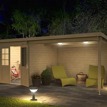 Onze Outdoor Life Overkappingen en Blokhutten worden geleverd exclusief dakbedekking, vloer en Funda