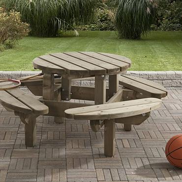 Kinderpicknicktafel Weesp Ø 130 cm. Dikte 35 mm.