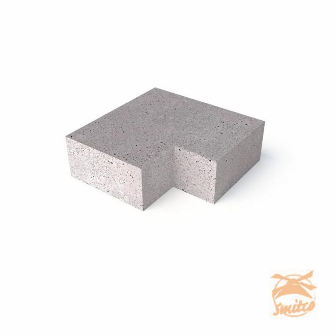 Schellevis Hoekstuk t.b.v. Traptreden Massief 100x40x20 Buiten 90º Grijs