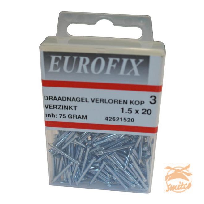 Draadnagel 1.5x20 VK (75gr.) Verzinkt Blister Eurofix