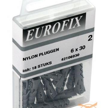 Plug+Schroefduim 5X25/40mm.. (4ST) Verzinkt Blister Eurofix