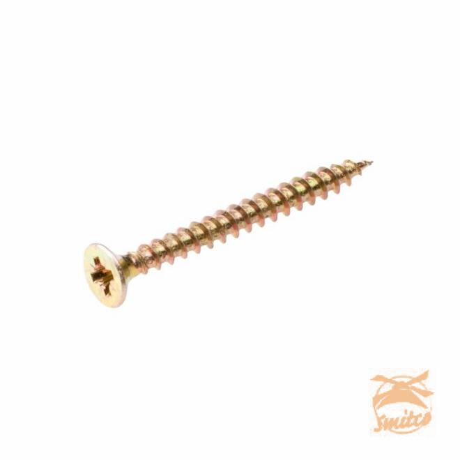 Blister á 200 st. Spaanplaatschroef 5,0x50 Platkop Geel Verzinkt