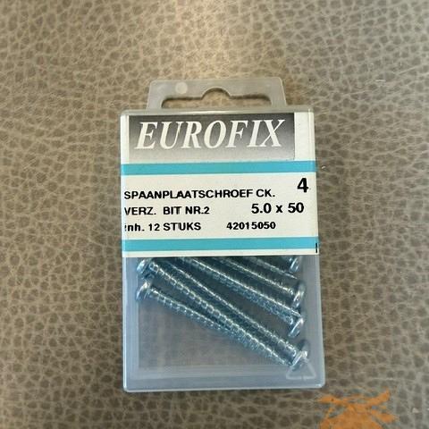 Spaanplaatschroef Pozidrive 5x50 CK (12st.)  Verzinkt Blister