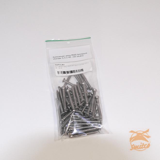 Schroeven Assy  RVS  Vlonderschroef /Boorkop 5,5x40  (50st.)