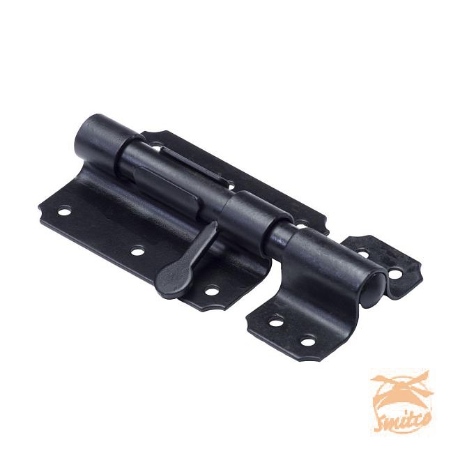 Plaatgrendel Zwart 80x60 mm. (ø 12)