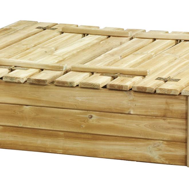 Zandbak Tom Met Deksel/Zitbank 120x120x30 cm. W12005