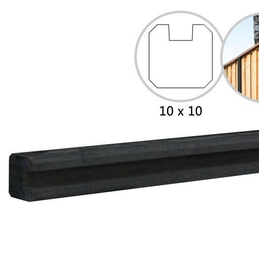 Betonpaal Glad Met Vellingkant, v.z.v. Sleuf, 10x10x270 cm. Antraciet, Ongecoat, Eindpaal  W32405