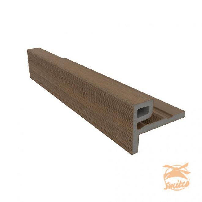 NewTechWood Composiet Co-Extrusie Eindprofiel Castellation t.b.v. Wand Bekleding, 7x5x300 cm. Teak  