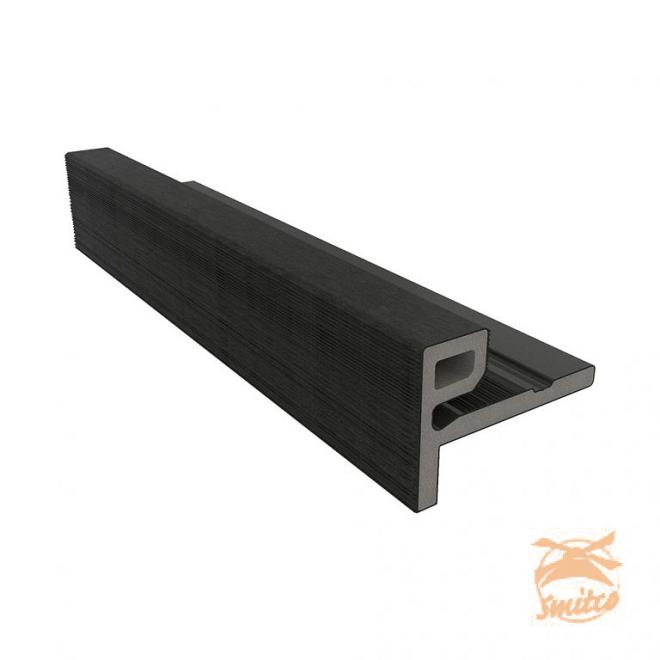 NewTechWood Composiet Co-Extrusie Eindprofiel Castellation t.b.v. Wand Bekleding, 7x5x300 cm. Zwart 