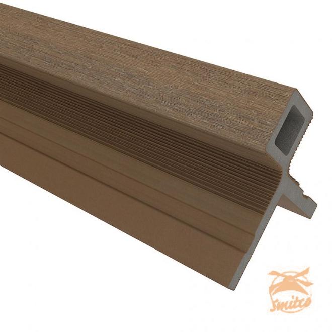 NewTechWood Composiet Co-Extrusie Hoekprofiel Castellation t.b.v. Wand Bekleding, 7x8x300 cm. Teak  