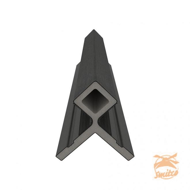 NewTechWood Composiet Co-Extrusie Hoekprofiel Castellation t.b.v. Wand Bekleding, 7x8x300 cm. Zwart 