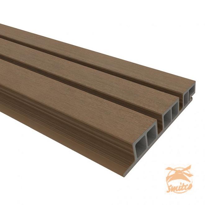 NewTechWood Composiet Co-Extrusie Wand Bekleding Castellation 50 Profiel, 2,5x19,6x290 cm. Teak  106