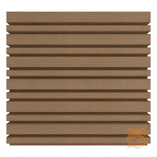 NewTechWood Composiet Co-Extrusie Wand Bekleding Castellation 4325 Profiel, 2,5x19,6x290 cm. Teak  1