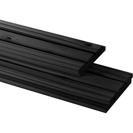 Vuren Triple Profiel Geschaafd 2,2x14x300cm. Zwart Gedompeld  1052649