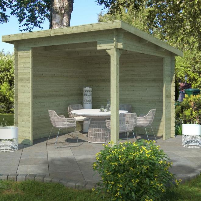 Onze Outdoor Life Overkappingen en Blokhutten worden geleverd exclusief dakbedekking, vloer en Funda