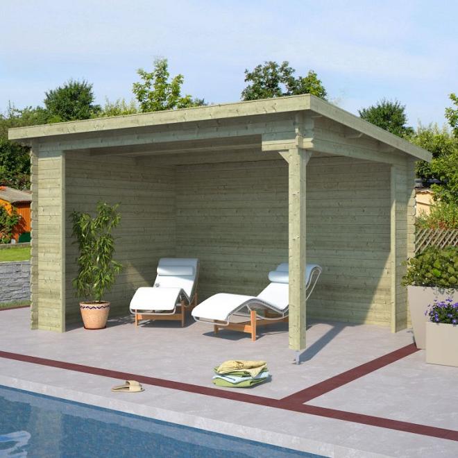 Onze Outdoor Life Overkappingen en Blokhutten worden geleverd exclusief dakbedekking, vloer en Funda