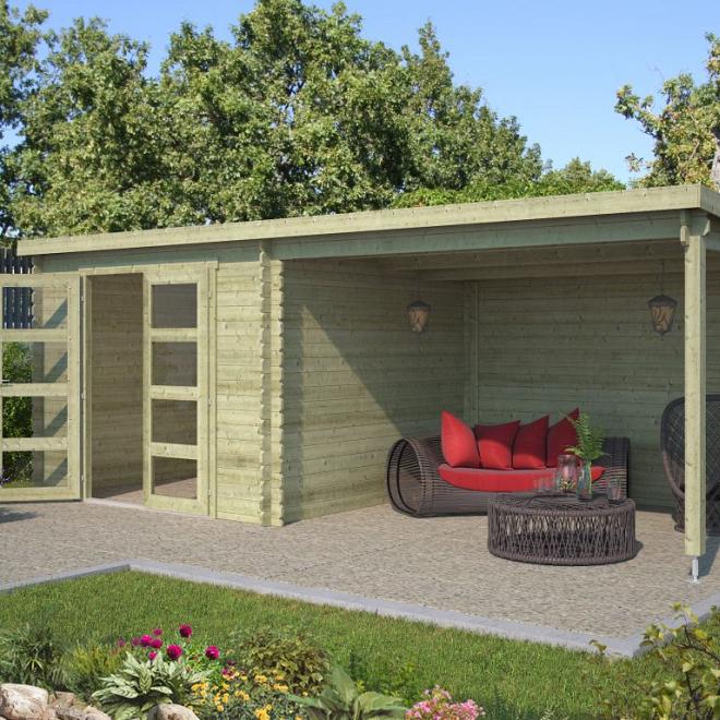 Onze Outdoor Life Overkappingen en Blokhutten worden geleverd exclusief dakbedekking, vloer en Funda