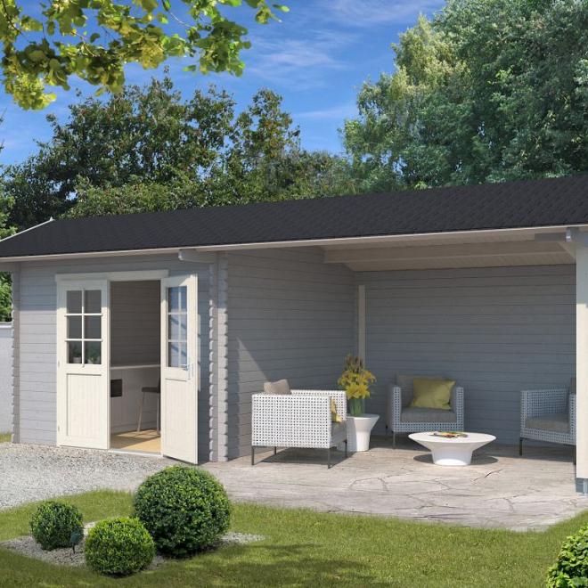 Onze Outdoor Life Overkappingen en Blokhutten worden geleverd exclusief dakbedekking, vloer en Funda