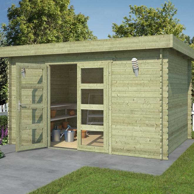 Onze Outdoor Life Overkappingen en Blokhutten worden geleverd exclusief dakbedekking, vloer en Funda