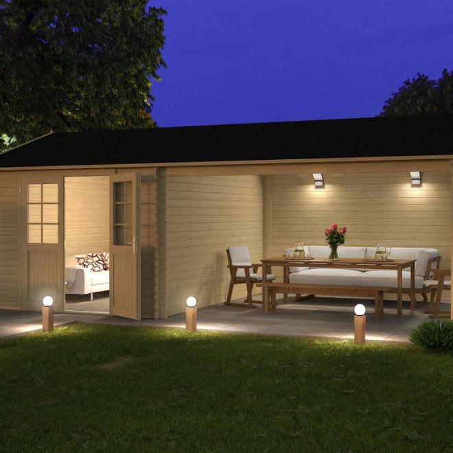 Onze Outdoor Life Overkappingen en Blokhutten worden geleverd exclusief dakbedekking, vloer en Funda