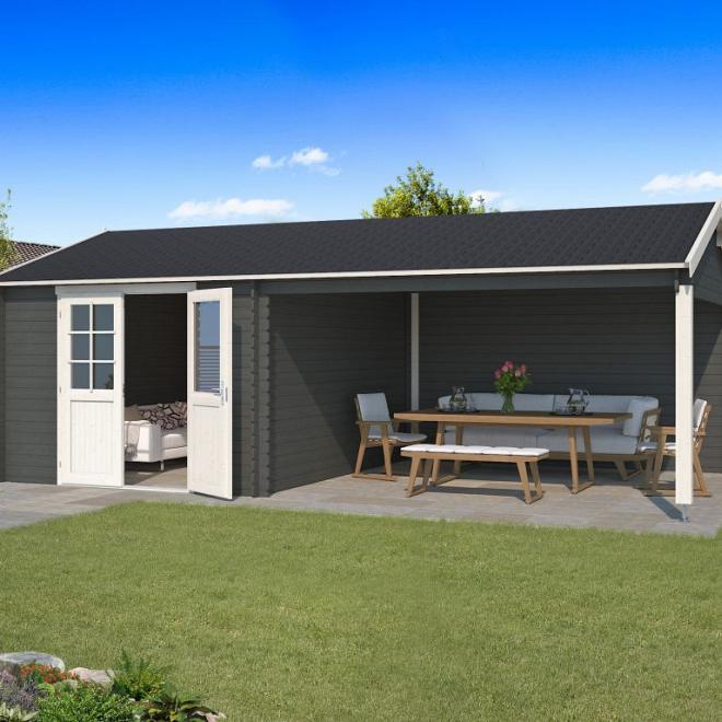 Onze Outdoor Life Overkappingen en Blokhutten worden geleverd exclusief dakbedekking, vloer en Funda