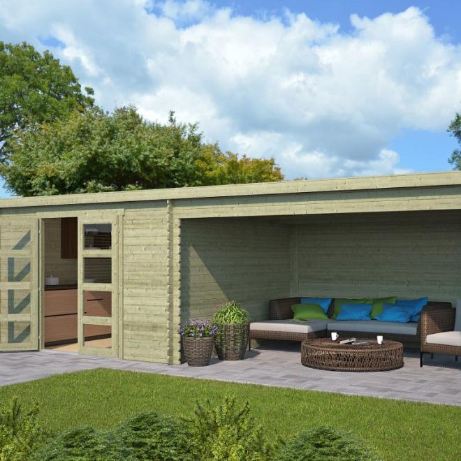 Onze Outdoor Life Overkappingen en Blokhutten worden geleverd exclusief dakbedekking, vloer en Funda