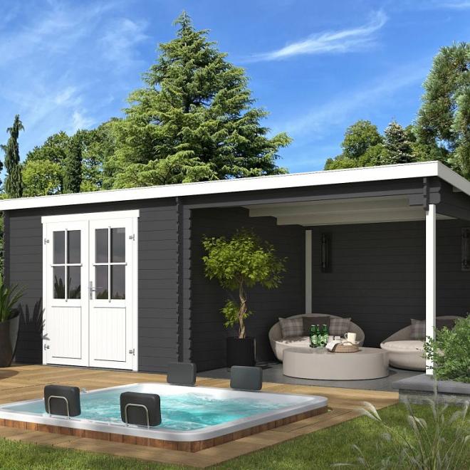 Onze Outdoor Life Overkappingen en Blokhutten worden geleverd exclusief dakbedekking, vloer en Funda