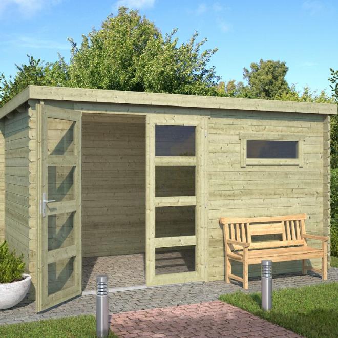 Onze Outdoor Life Overkappingen en Blokhutten worden geleverd exclusief dakbedekking, vloer en Funda