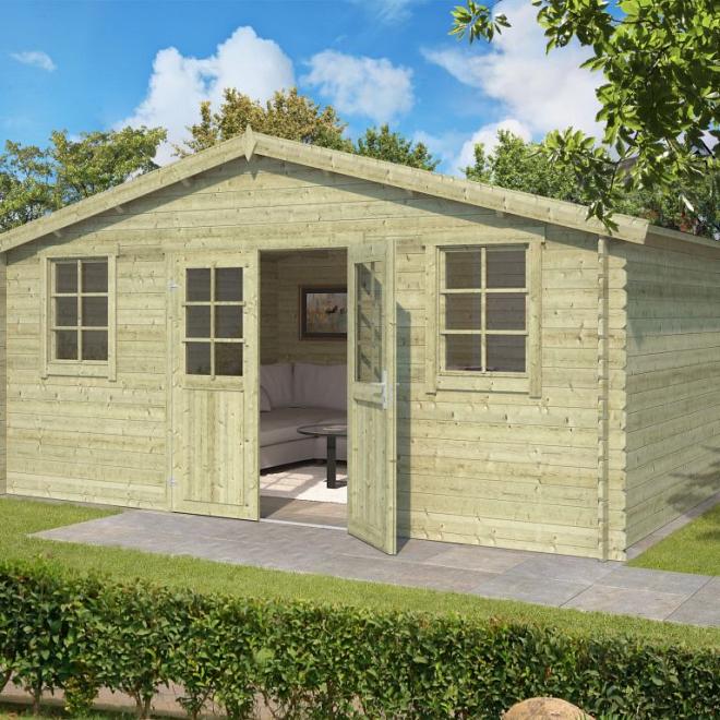 Onze Outdoor Life Overkappingen en Blokhutten worden geleverd exclusief dakbedekking, vloer en Funda