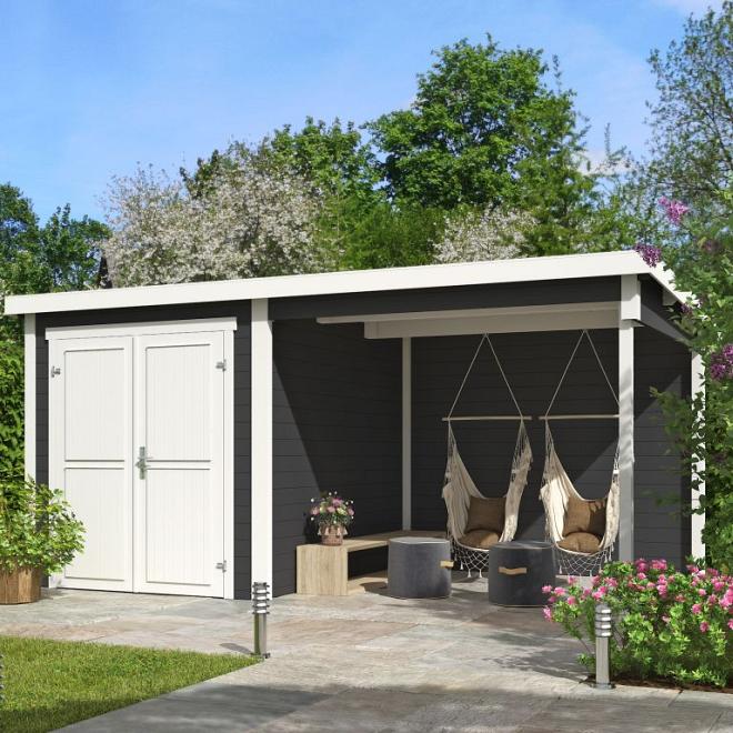 Onze Outdoor Life Overkappingen en Blokhutten worden geleverd exclusief dakbedekking, vloer en Funda