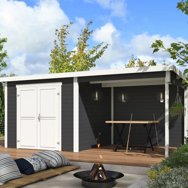 Onze Outdoor Life Overkappingen en Blokhutten worden geleverd exclusief dakbedekking, vloer en Funda